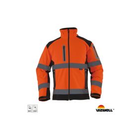 Vizwell VWJK177A Turuncu-Siyah Softshell Reflektörlü İki Renkli Erkek Mont