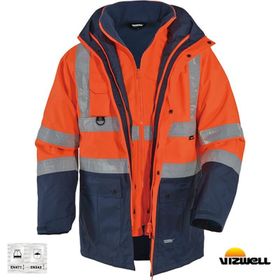 Vizwell VWJK44 Oxford Turuncu Lacivert 5+1 Fosforlu İş Kıyafeti