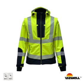 Vizwell VWJK521 Sarı Reflektörlü Ripstop Softshell Kollar Çıkmalı Teknik Mont