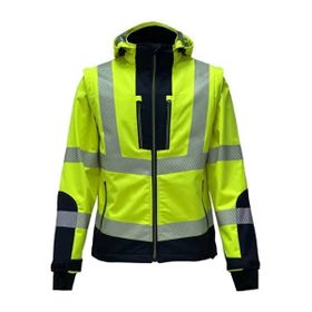 Vizwell VWJK521 Sarı Reflektörlü Ripstop Softshell Kollar Çıkmalı Teknik Mont