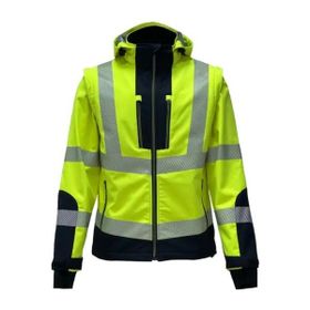 Vizwell VWJK521 Sarı Reflektörlü Ripstop Softshell Kollar Çıkmalı Teknik Mont