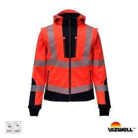 Vizwell VWJK521 Turuncu Reflektörlü Ripstop Softshell Kollar Çıkmalı Teknik Mont