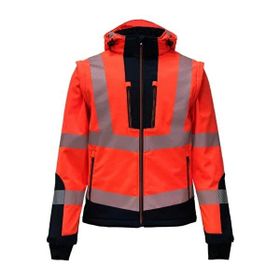 Vizwell VWJK521 Turuncu Reflektörlü Ripstop Softshell Kollar Çıkmalı Teknik Mont
