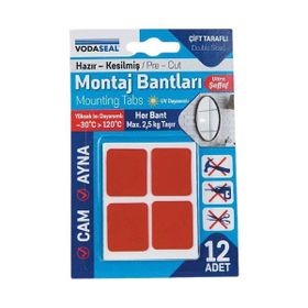 Vodaseal 12'li Şeffaf Çift Taraflı Montaj Bandı