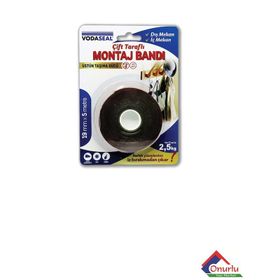 Vodaseal 19 mm x 5 mt Gri Çift Taraflı Montaj Bandı