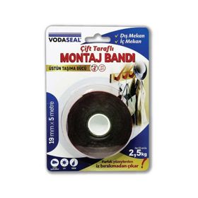 Vodaseal 19 mm x 5 mt Gri Çift Taraflı Montaj Bandı
