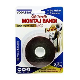 Vodaseal 19 mm x 5 mt Gri Çift Taraflı Montaj Bandı