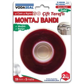 Vodaseal 19 mm x 5 mt Gri Çift Taraflı Montaj Bandı