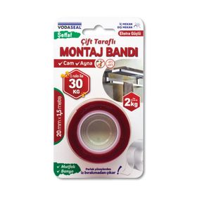 Vodaseal 20 mm x 1.5 m Şeffaf Çift Taraflı Extra Strong Montaj Bandı