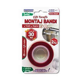 Vodaseal 20 mm x 1.5 m Şeffaf Çift Taraflı Extra Strong Montaj Bandı