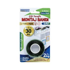 Vodaseal 20 mm x 1.5 m Şeffaf Çift Taraflı Extra Strong Montaj Bandı