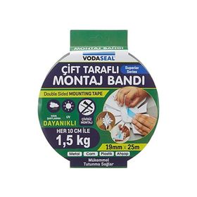 Vodaseal 53.01.039 19x25 mt Çift Köpük Montaj Bandı