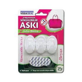 Vodaseal İz Bırakmadan 3 Adet Beyaz Sökülebilir Askı