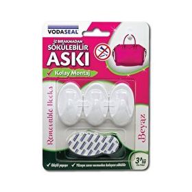 Vodaseal İz Bırakmadan 3 Adet Beyaz Sökülebilir Askı