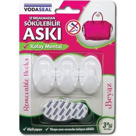 Vodaseal İz Bırakmadan 3 Adet Beyaz Sökülebilir Askı