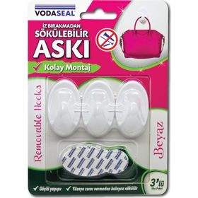 Vodaseal İz Bırakmadan 3 Adet Beyaz Sökülebilir Askı