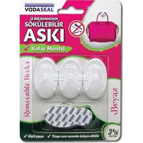 Vodaseal İz Bırakmadan 3 Adet Beyaz Sökülebilir Askı
