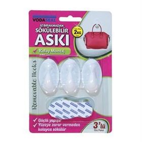Vodaseal İz Bırakmadan 3'lü Beyaz Sökülebilir Askı