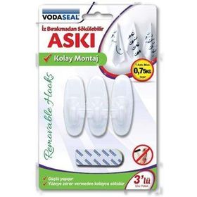 Vodaseal İz Bırakmadan 3'lü Beyaz Sökülebilir Askı