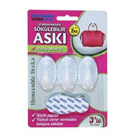 Vodaseal İz Bırakmadan 3'lü Beyaz Sökülebilir Askı