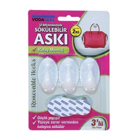 Vodaseal İz Bırakmadan 3'lü Beyaz Sökülebilir Askı