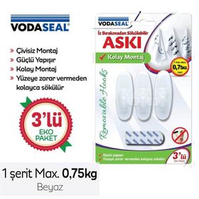 Vodaseal İz Bırakmaz 3'lü Beyaz Askı
