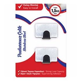 Vodaseal Kendinden Yapışkanlı 2'li Kare Krom Askı