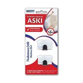 Vodaseal Kendinden Yapışkanlı 2'li Kare Krom Askı