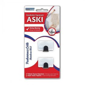Vodaseal Kendinden Yapışkanlı 2'li Kare Metal Askı