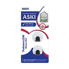Vodaseal Kendinden Yapışkanlı 2'li Oval Krom Askı