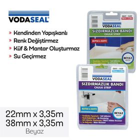 Vodaseal Küvet Kenar Beyaz 38 Mm x 3.35 M Sızdırmazlık Bandı