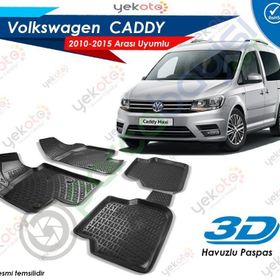Volkswagen Caddy 2010-2015 Siyah 3D Havuzlu Paspas