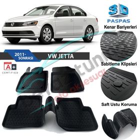 Volkswagen Jetta 2011-sonrası Siyah 3D Havuzlu Paspas