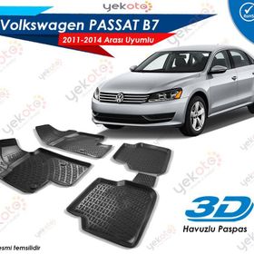 Volkswagen Passat B7 2011-2014 Siyah 3D Havuzlu Paspas