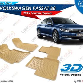 Volkswagen Passat B8 2015 Sonrası Bej 3D Havuzlu Paspas
