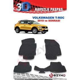 Volkswagen T-roc 3D Havuzlu Siyah Kauçuk Profesyonel Oto Paspas