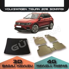 Volkswagen Tiguan Stepneli 2016 ve Sonrası Paspas ve Bagaj Havuzu