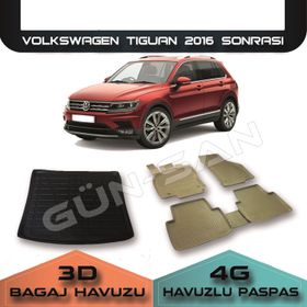 Volkswagen Tiguan Stepneli 2016 ve Sonrası Paspas ve Bagaj Havuzu
