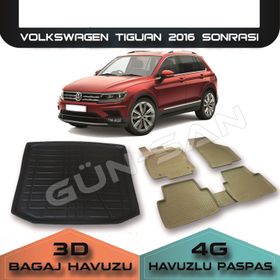Volkswagen Tiguan Stepnesiz 2016 ve Sonrası Paspas ve Bagaj Havuzu