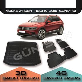 Volkswagen Tiguan Stepnesiz 2016 ve Sonrası Paspas ve Bagaj Havuzu