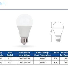 Voltek 9 W Beyaz Led Ampul