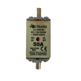 Voltrano Kale Porselen NH00 50A 00 Boy Bıçaklı Sigorta Buşonu