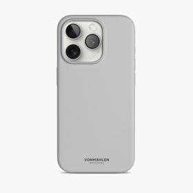 Vonmahlen iPhone 15 Pro Açık Gri Manyetik Silikon Kılıf