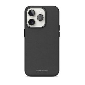 Vonmahlen iPhone 16 Pro Siyah Deri Görünümlü Kapak ve Kılıf