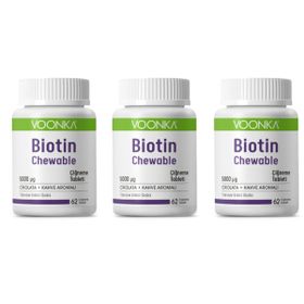 Voonka Biotin 5000 mcg Çikolata Kahve Aromalı 3x62 Çiğneme Tableti