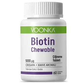Voonka Biotin 5000 mcg Çikolata Kahve Aromalı 60 Çiğneme Tableti