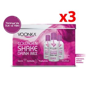 Voonka Collagen Shake Drink Mix Portakal Şeftali Aromalı 3 Adet 15x50 ml Shot
