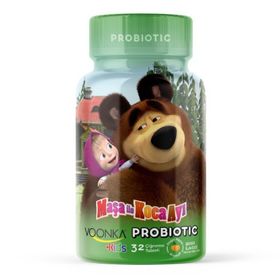 Voonka Kids Probiotic Maşa ve Koca Ayı Kayısı Aromalı 32 Çiğneme Tableti