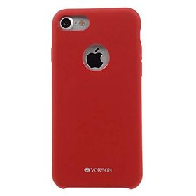 Vorson VC 005 iPhone 7 Rubber Metal Plakalı Kırmızı Silikon Kılıf