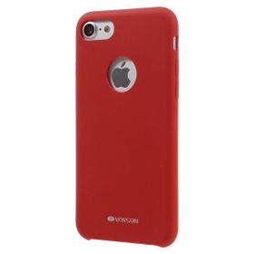 Vorson VC 005 iPhone 7 Rubber Metal Plakalı Kırmızı Silikon Kılıf